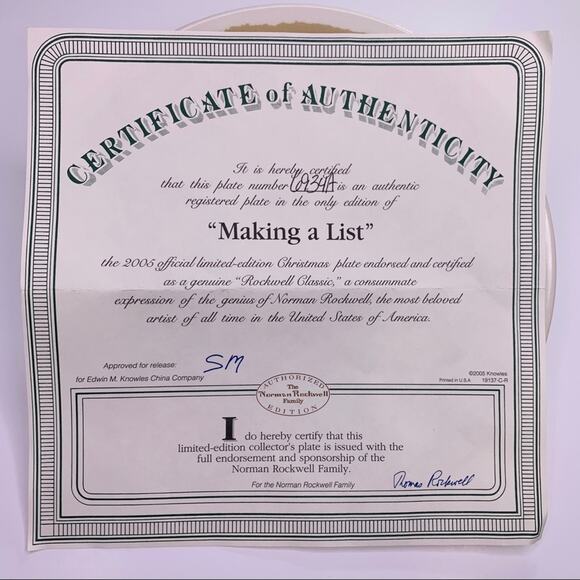 Norman Rockwell Making a List Christmas plate - Picture 8 of 9